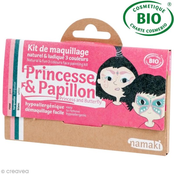 Kit de maquillage bio Princesse et papillon - 3 couleurs - Photo n°1