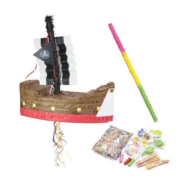 Coffret Piñata Bateau de pirate et ses surprises + bâton - Photo n°1