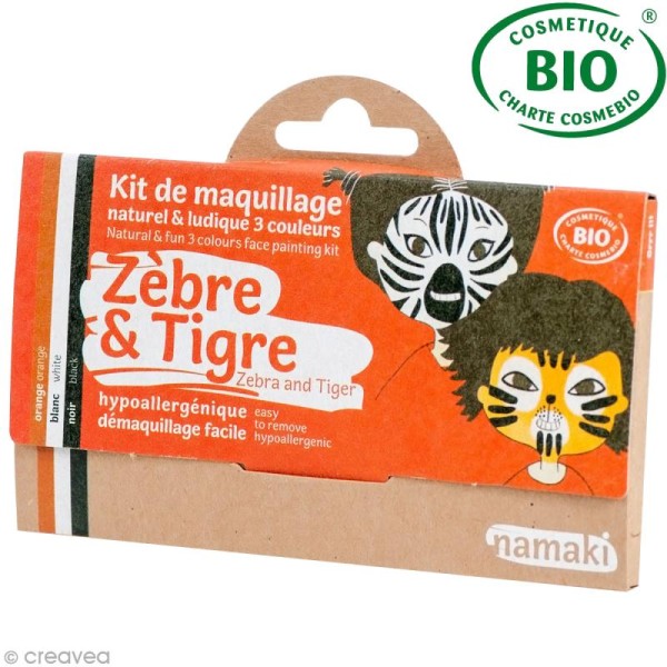 Kit de maquillage bio Zèbre et tigre - 3 couleurs - Photo n°1