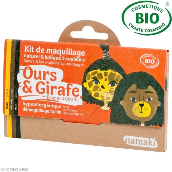 Kit de maquillage bio Ours et girafe - 3 couleurs - Photo n°1