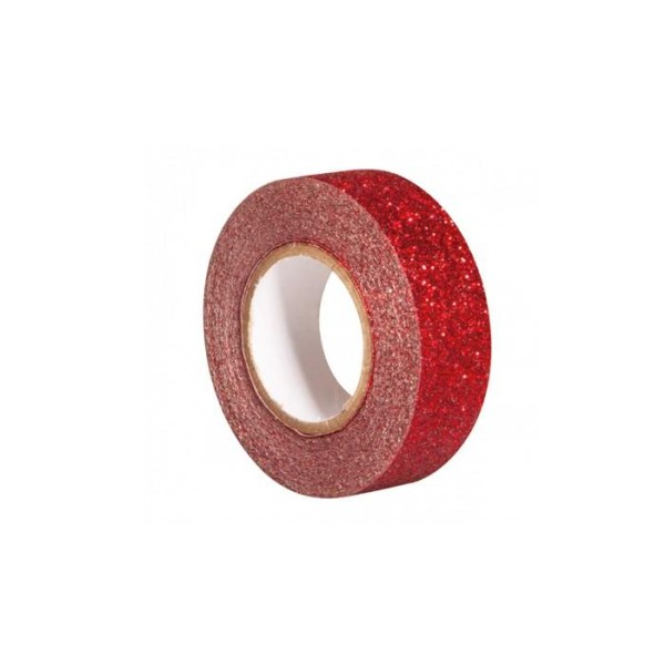 Glitter tape 5 m x 1,5 cm - rouge - Photo n°1