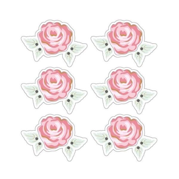 Autocollants 3D 4cm - Rose romantique avec contour blanc - Photo n°1