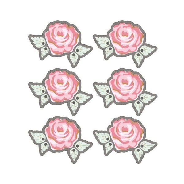 Autocollants 3D 4cm - Rose romantique avec contour gris - Photo n°1