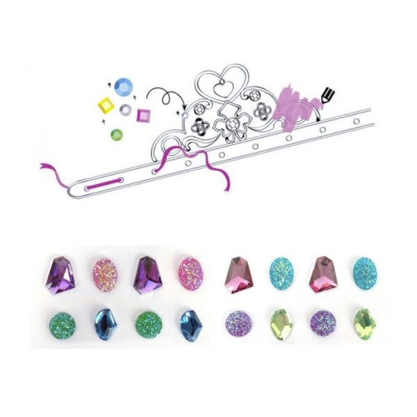 Coffret diadèmes de princesse à customiser - pierres précieuses multicolores - Photo n°1