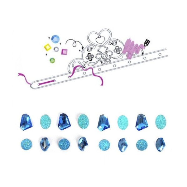 Coffret diadèmes de princesse à customiser - pierres précieuses bleues - Photo n°1