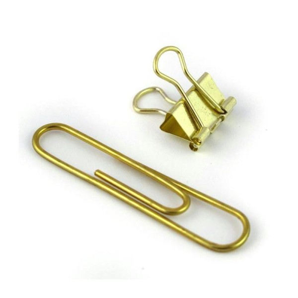 15 trombones et mini clips XL - doré - Photo n°1