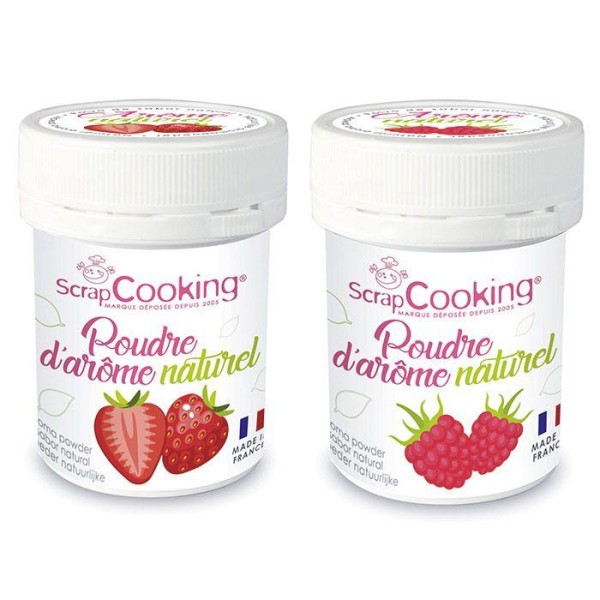 Arômes alimentaires naturels en poudre - fraise et framboise - 2 x 15 g - Photo n°1