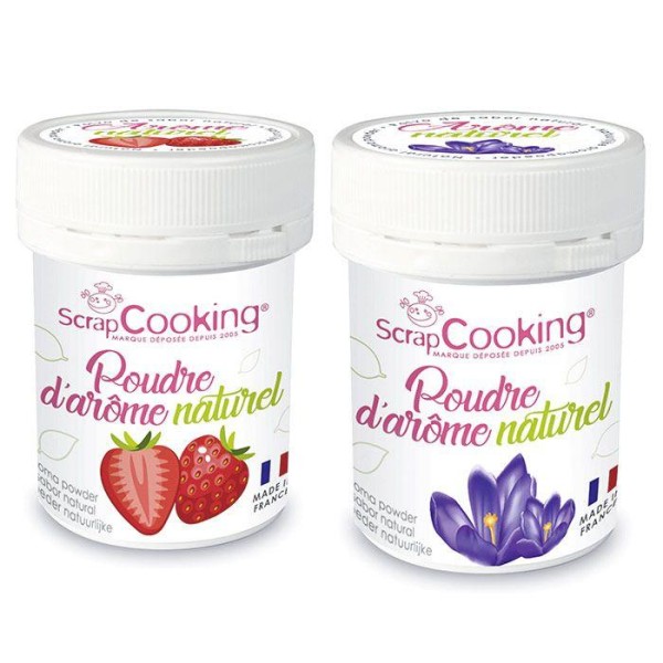 Arômes alimentaires naturels en poudre - fraise et violette - 2 x 15 g - Photo n°1
