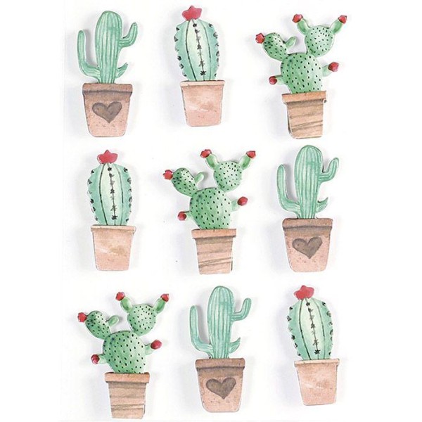 9 Stickers 3D - Cactus Mexicains 4,5 Cm - Photo n°1