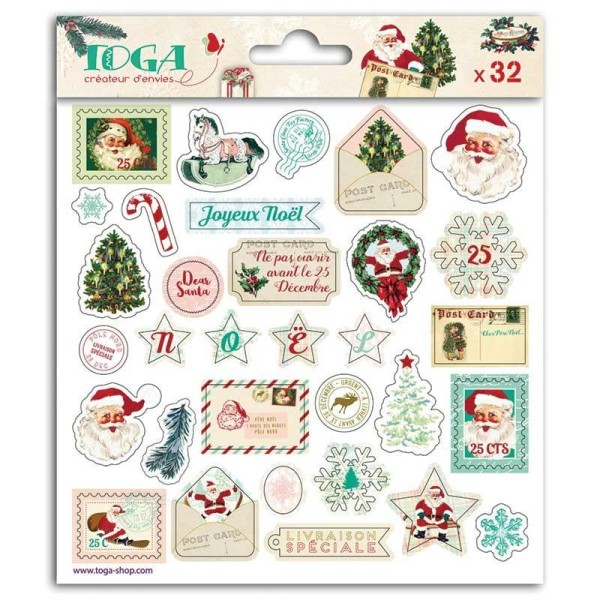 32 stickers epoxy pour scrapbooking - Dear Santa - Photo n°1