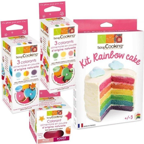 Kit rainbow cake + 7 couleurs de l'Arc-en-ciel (colorants naturels) - Photo n°1