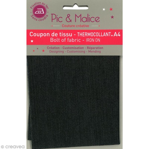 Tissu thermocollant - Jean noir - A4 - Photo n°1