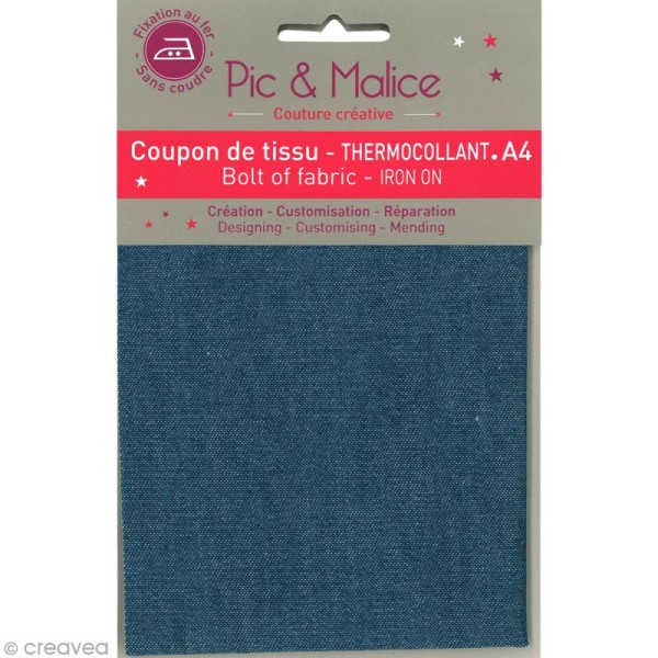 Tissu thermocollant - Jean bleu jeans - A4 - Photo n°1