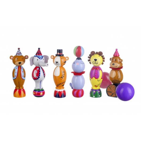 Jeux de quilles 6 figurines animaux de cirque et 2 balles - à partir de 36 mois Orange Tree Toys - Photo n°1