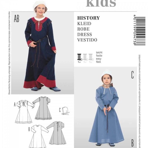Patron déguisement enfant robe historique, Burda 9473 - Photo n°1