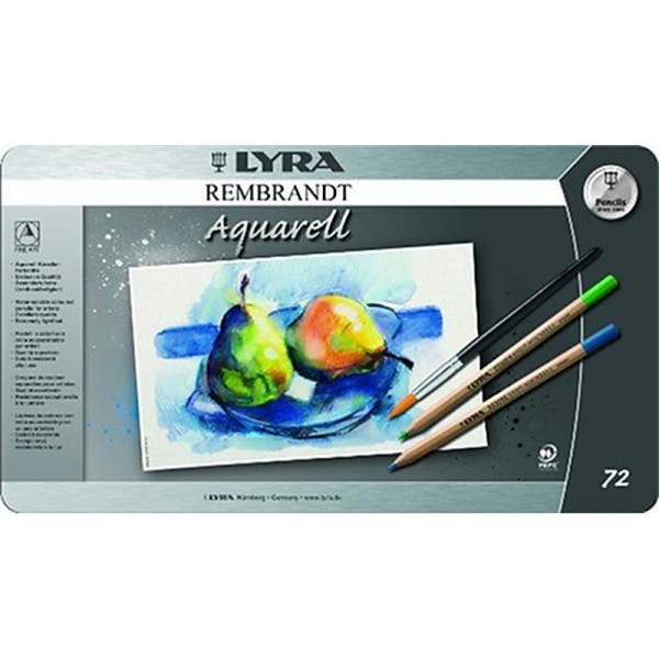 Lyra - Coffret métal de 72 crayons de couleur aquarellables Rembrandt, couleurs assorties - Photo n°1