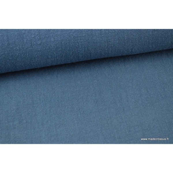 Tissu lin lavé bleu jean - Photo n°3