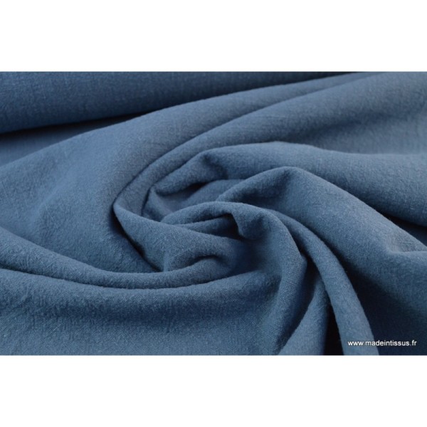 Tissu lin lavé bleu jean - Photo n°4