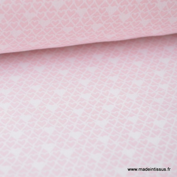 Tissu coton imprimé princesse coeurs rose - Photo n°1