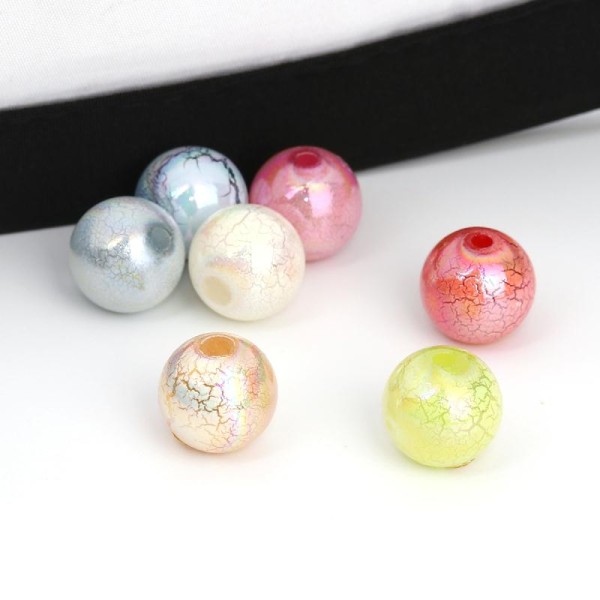10 perles acryliques 14mm pastel  craquelées Mixtes -SC0107212- - Photo n°1
