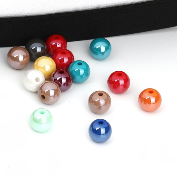 30 perles acryliques 10mm Couleurs vives Mixtes -SC0107210- - Photo n°1