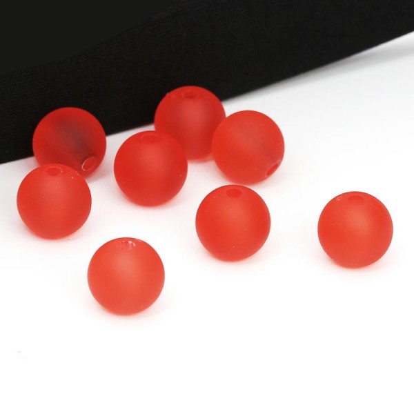 20 perles acryliques 10 mm Rouge transparent -SC0107205- - Photo n°1