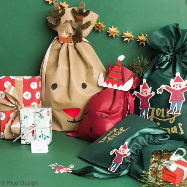 Kaxich 20 pcs de Noël Sac cadeau avec cordon tissu non tissé Nouvel An Cadeau Cadeau Sacs avec rubans 