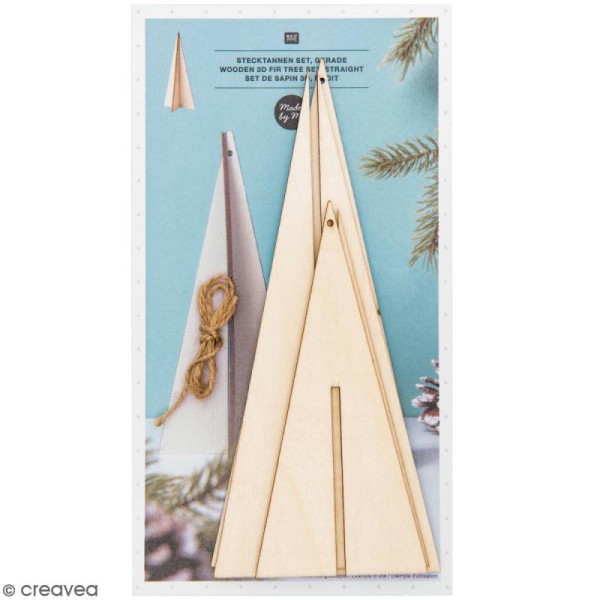 Sapin triangle 3D en bois à monter - 12,5 et 17,5 cm - 2 pcs - Photo n°1