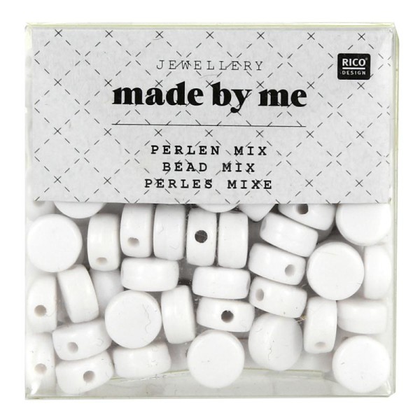 Assortiment de perles rondes en plastique - Blanc - Environ 165 pcs - Photo n°1
