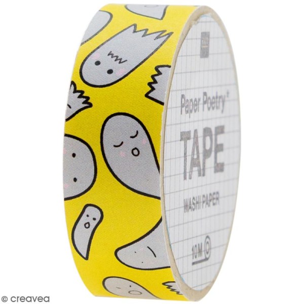 Masking tape - Fantômes sur fond jaune - 1,5 cm x 10 m - Photo n°1