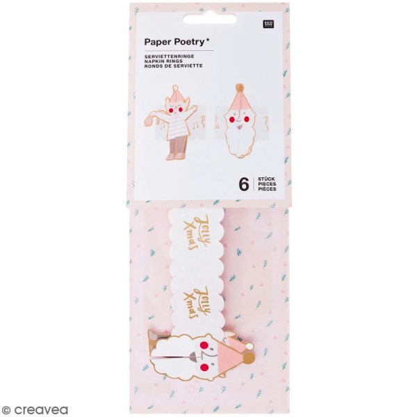 Rond de serviette décoratif en papier - Noël Pastel - 6 pcs - Photo n°1