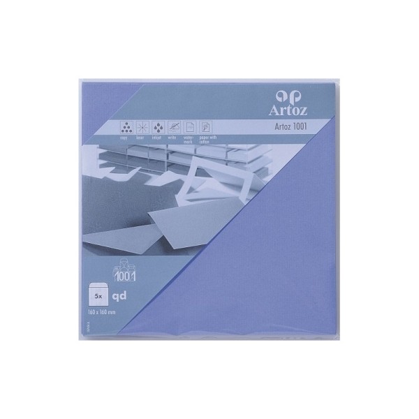 Enveloppe carrée 160x160 paquet de 5 bleu violet - Photo n°1