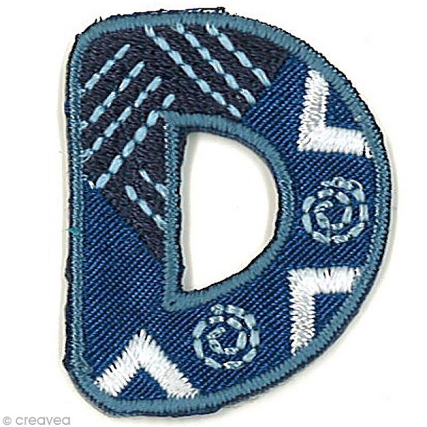 Alphabet thermocollant bleu - Lettre D - 3,2 x 2,6 cm - Photo n°1