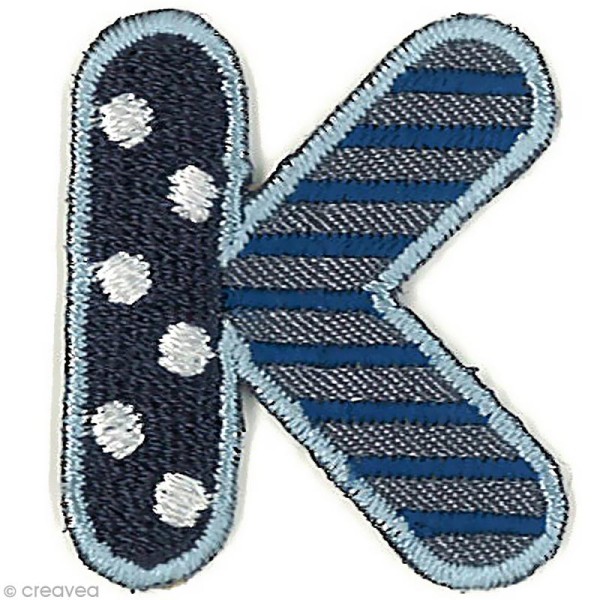 Alphabet thermocollant bleu - Lettre K - 3,3 x 2,8 cm - Photo n°1