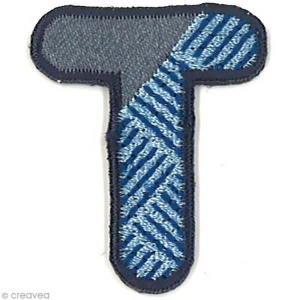 Alphabet thermocollant bleu - Lettre T - 3,3 x 2,7 cm - Photo n°1