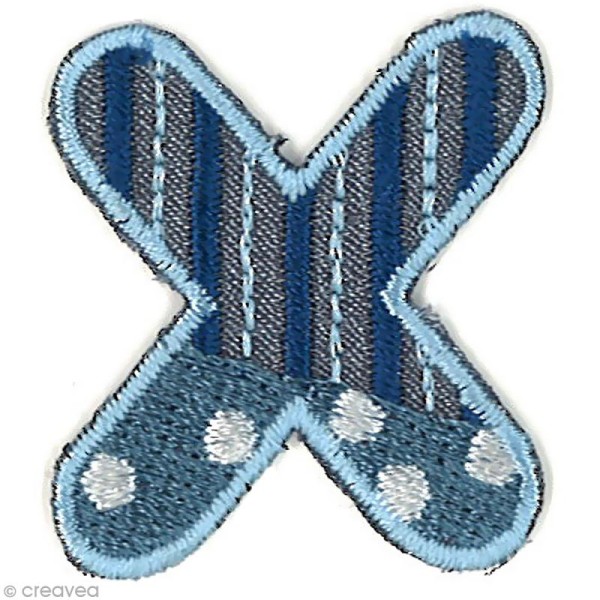 Alphabet thermocollant bleu - Lettre X - 3,3 x 2,9 cm - Photo n°1
