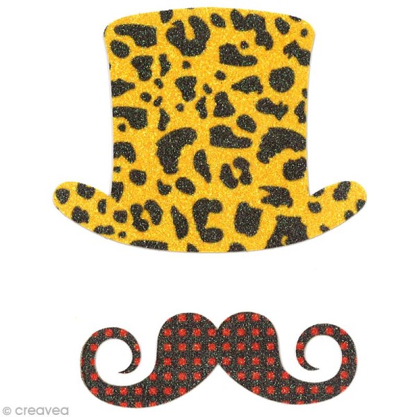 Motif thermocollant Moustache - Chapeau et moustache - 2 pièces - Photo n°1