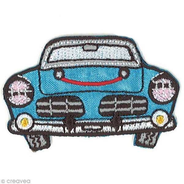 Motif thermocollant Mini autos - Voiture ancienne bleue - 5,4 x 3,4 cm - Photo n°1