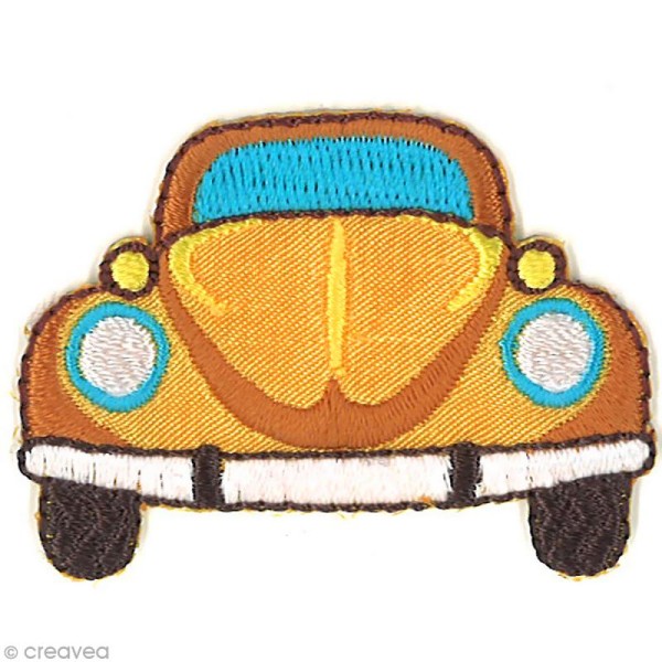 Motif thermocollant Mini autos - Voiture ancienne jaune - 4,8 x 3,8 cm - Photo n°1
