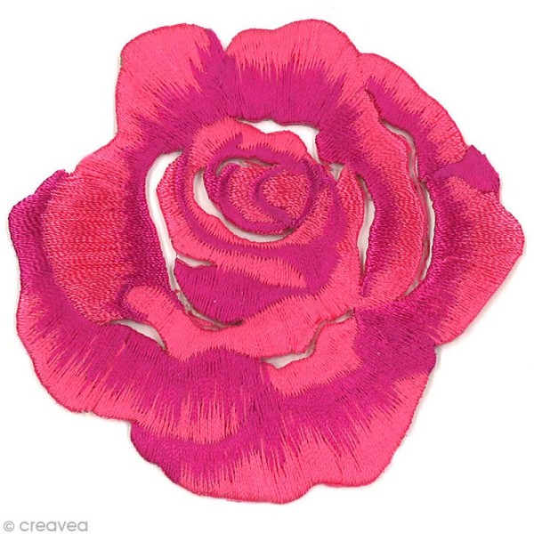 Motif thermocollant Fleur - Grande rose fuchsia - 7,7 x 7,5 cm - Photo n°1