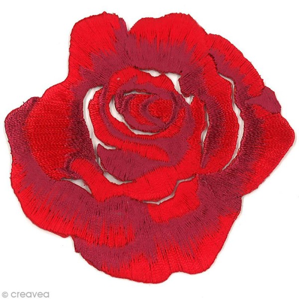 Motif thermocollant Fleur - Grande rose rouge - 7,7 x 7,5 cm - Photo n°1