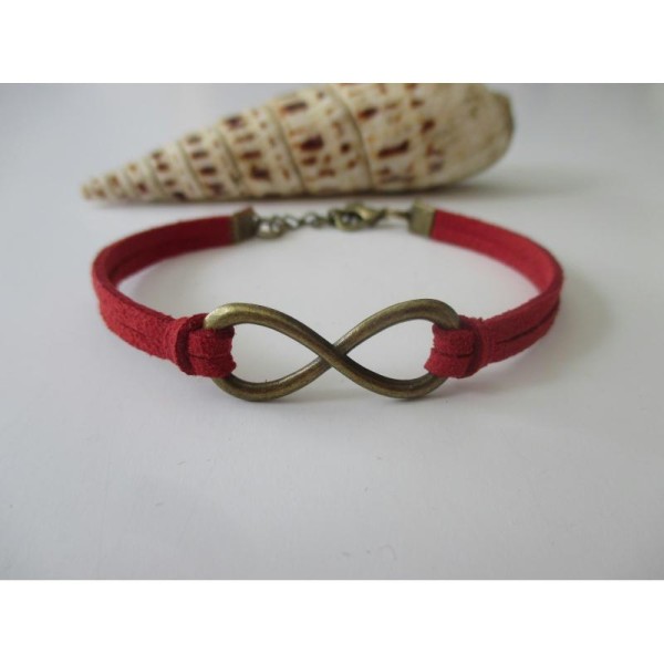 Kit bracelet suédine rouge et lien infini bronze - Photo n°1