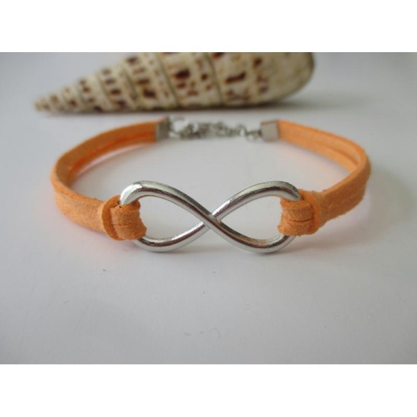 Kit bracelet suédine orange  et lien argenté - Photo n°1