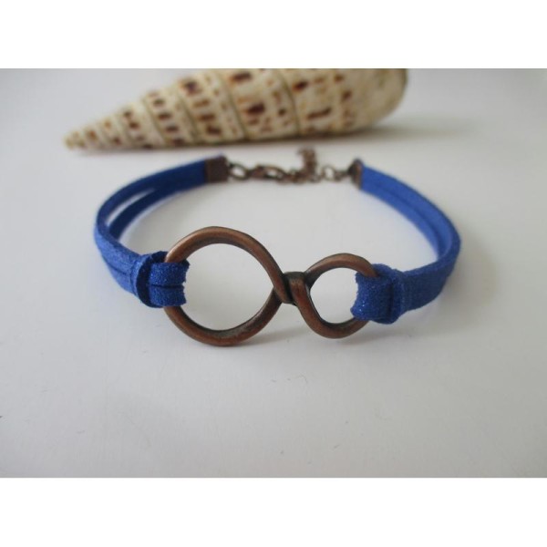 Kit bracelet suédine bleu nuit brillant et lien cuivre - Photo n°1