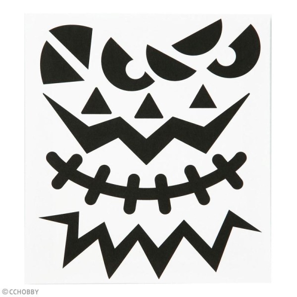 Stickers papier - Visages d'Halloween - 3 pcs - Photo n°3