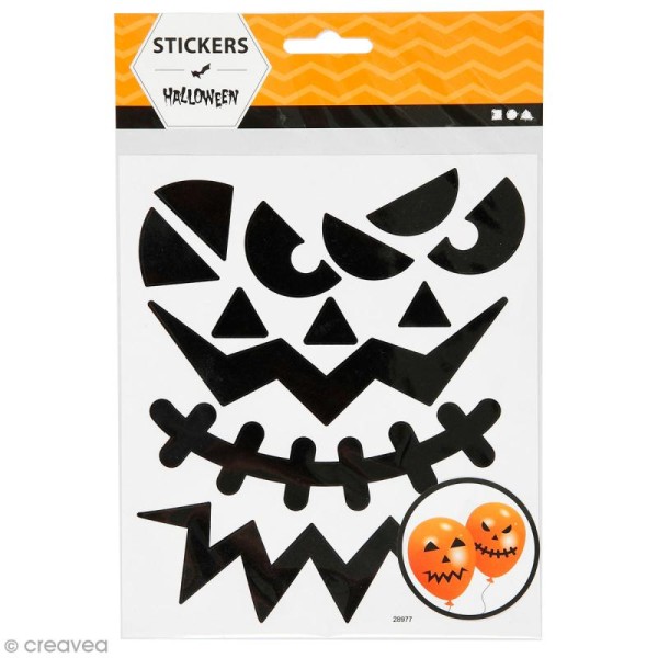 Stickers papier - Visages d'Halloween - 3 pcs - Photo n°1