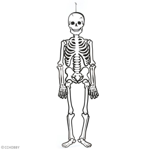 Squelette articulé phosphorescent - papier cartonné - 120 cm - Photo n°3