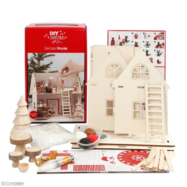 Kit DIY Maquette - Maison du père Noël - 18 x 27 x 25 cm - Kit