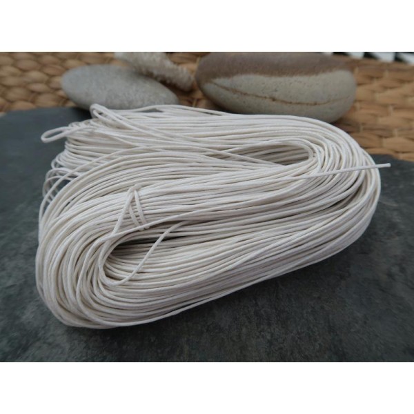 Cordon cordelette coton ciré blanc, 1 échevau de 80 mètres/1 mm de diamètre - Photo n°1
