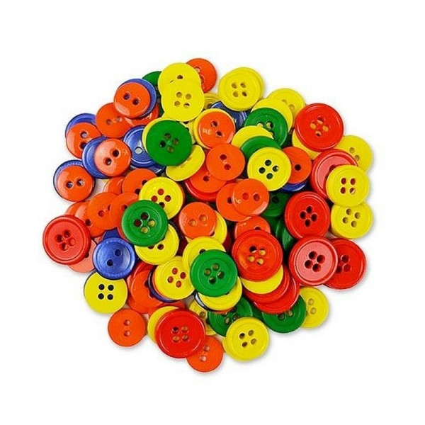 Lot de 130 boutons multicolores couleur primaire, diam. 1 à 1,5 cm, pour scrapbooking et couture - Photo n°1